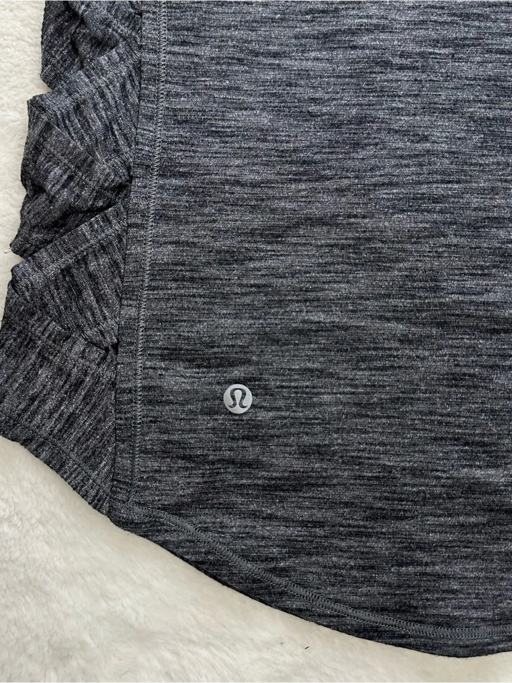 Lululemon Var-City Muscle Tank Heathered Black Size 6 Ruched Sides